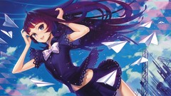 Anime skirts anime girls blue eyes purple hair Paper Plane