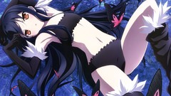 Anime skirts long hair accel world black hair ecchi kuro yuki 