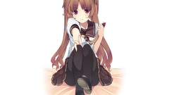 Anime skirts long hair anime girls brown eyes brunettes school 