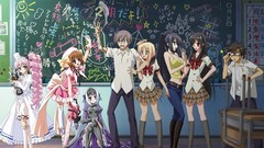 Anime skirts long hair anime girls school uniforms short hair 