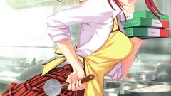 Anime skirts long hair blue eyes school uniforms redheads 