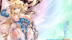 Anime stockings angels long hair green eyes ecchi cleavage 