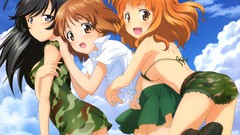 Anime stockings long hair girls und panzer nishizumi miho 