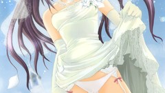 Anime stockings skirts long hair anime girls white dress 
