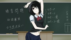 Anime Tables red eyes skirts anime girls school uniforms black 