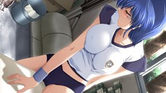 Anime Tables schoolgirls blue hair anime girls boobs 