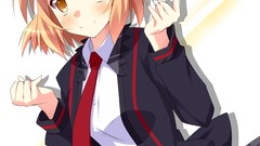 Anime tie anime girls school uniforms yellow eyes seifuku senki 