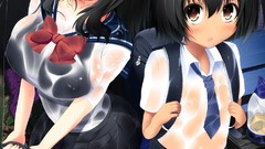 Anime tie Bags bows brother blush long hair anime girls brown 