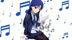 Anime tie skirts blue hair long hair anime girls brown eyes 