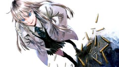 Anime tie white background ammunition cartridge white hair coat 