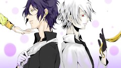 Anime tie white hair red eyes gloves brunettes pandora hearts 