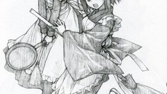 Anime tsukihime kohaku hisui artwork maid costumes broomsticks