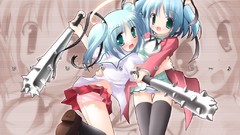 Anime twins kagura underwear panties thigh highs Dokuro chan