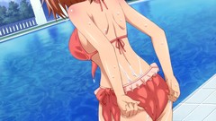 Anime wet red eyes blush anime girls brunettes ro-kyu-bu bikini 