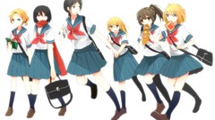 Anime white background anime girls school uniforms mikasa 