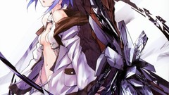 Anime white background blue hair anime girls yellow eyes Simple 