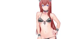 Anime white background stockings long hair anime girls blue 