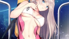 Anime white hair anime girls iris tony taka ecchi bikini erect 