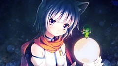 Anime white hair gloves scarfs blush anime girls short hair 