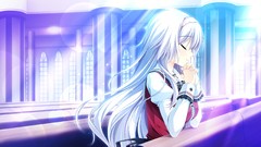 Anime white hair long hair otome ga tsumugu koi no canvas 