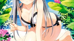 Anime white hair red eyes Beaches long hair anime girls ecchi 