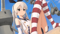 Anime white hair Ribbons long hair anime girls black eyes 