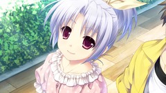 Anime white hair smiling brunettes akatsuki no goei game cg 