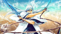 Anime white hair Swords long hair bleach Captains Ukitake 