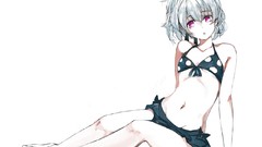 Anime white hair yin anime girls darker than black purple eyes 