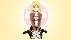 Anime yellow background blondes anime girls blue eyes shingeki 