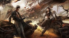 apocalyptic Women science fiction weapon futuristic two women