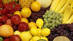 Apples grapes bananas strawberries lemons fruits melon 