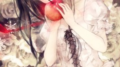 Apples white roses brunettes lolita fashion thigh highs lolicon 