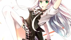 Arm bows crowbar long hair anime girls green eyes nyaruko 