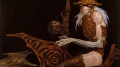 Armor staff white hair helmets skulls skeletons mount riding 