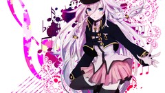 Army hats military white hair skirts long hair anime girls blue 