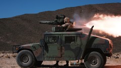 Army soldiers Hummer military rocket launcher missle
