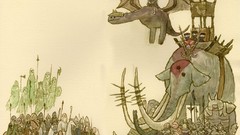 Army watercolor white background ghosts elephants Orcs artwork 