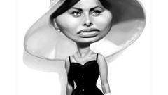 Artist caricature faces artwork