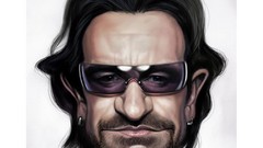 Artist caricature faces artwork Bono