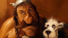 Artist caricature faces artwork obelix