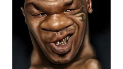 Artist caricature faces mike tyson artwork