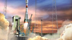Artist launch carrier rocket Soyuz Roskosmos French Guiana 