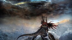 artwork digital art fantasy art concept art Dinosaurs Aliens