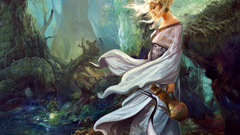 artwork fantasy art Women fantasy girl forest blonde Asia nature
