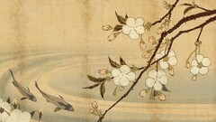 artwork Minimalism Flowers fish Plants Animals twigs