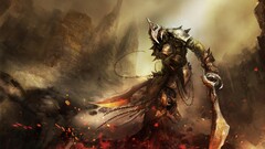 artwork sword fantasy art digital art armor warrior demon