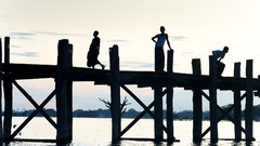Asia silhouettes lakes asians travel Myanmar