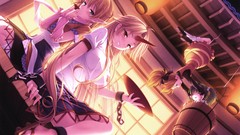 Asian architecture windows ponytails