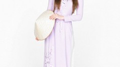 Asians idol models Simple Background ao dai